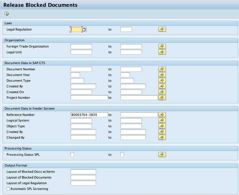 SAP GTS SPL Screening