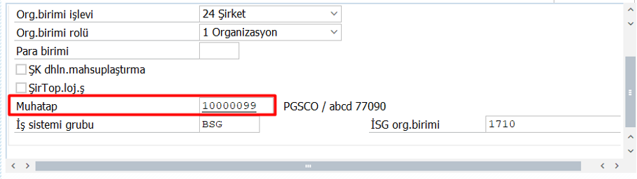 PPOCE Ekranı BP ve Organizasyonel Birim Bağlantısı