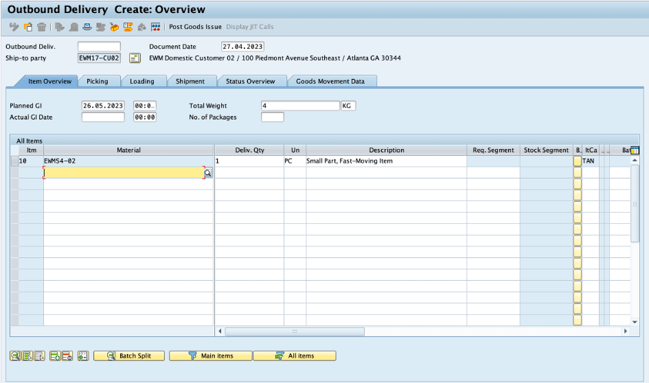 Outbound Delivery SAP GTS