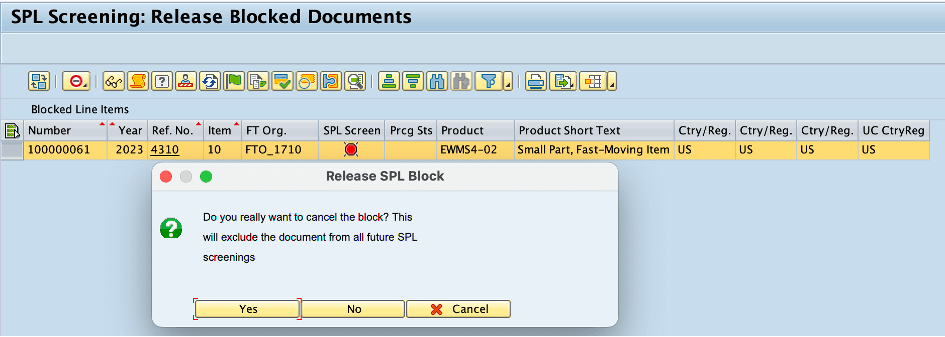 SPL Screening - Release Blocked Documents