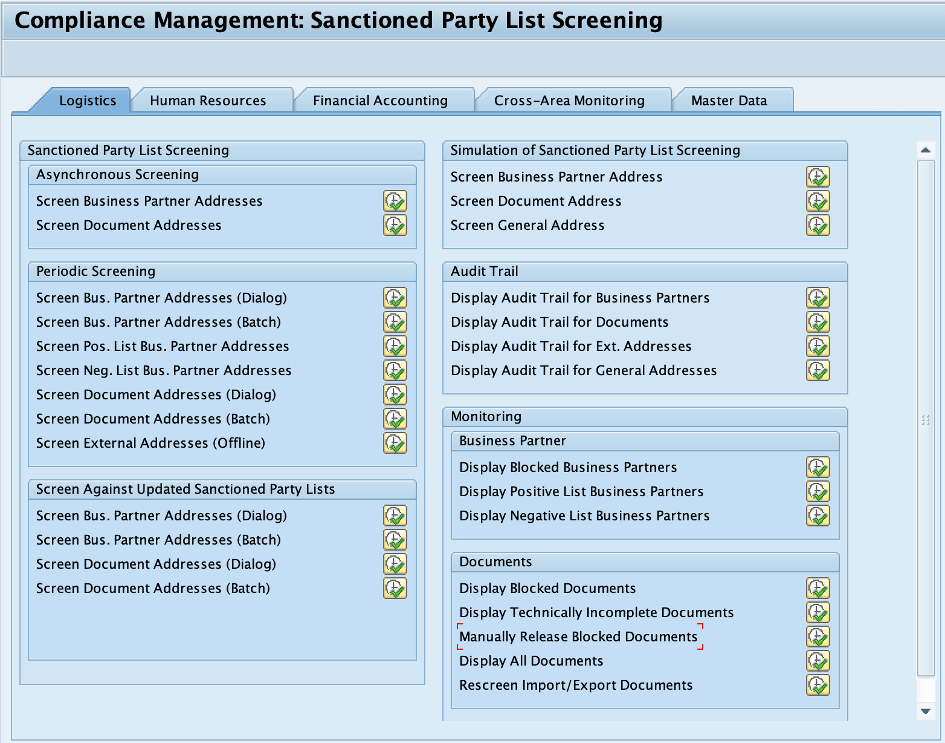 Compliance Management Sanctioned Party List Screening